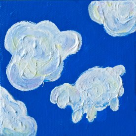 Cloud Watching; Acrylic on canvas 4"x4"