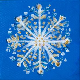 Snowflake; Acrylic on canvas 3"x3"
